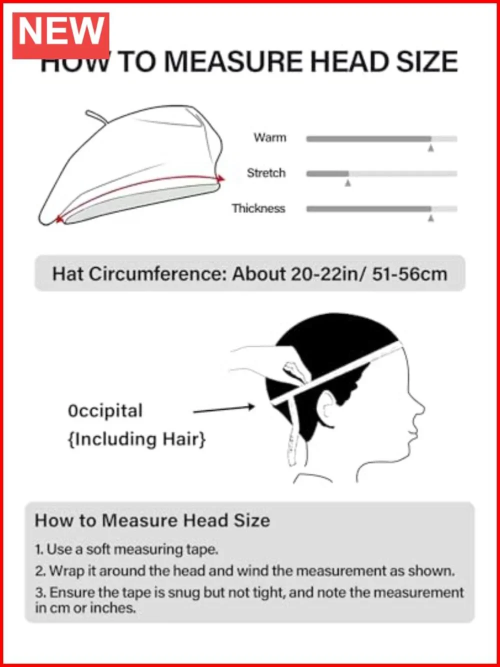 French Wool Blend Beret Hat - Stretchable Classic Beanie Winter Cap One Size